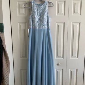Sky blue Azazie bridesmaid dress